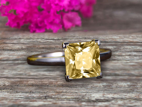 10k Rose Gold Princess Cut Moissanite Solitaire Engagement Ring E3583