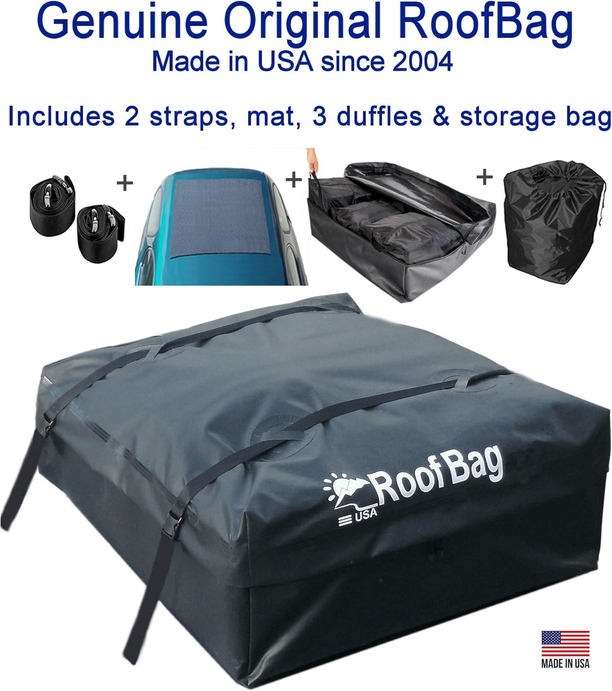 11 Cubic Feet Waterproof Rooftop Cargo Carrier with Straps and Storage Bag Q814553