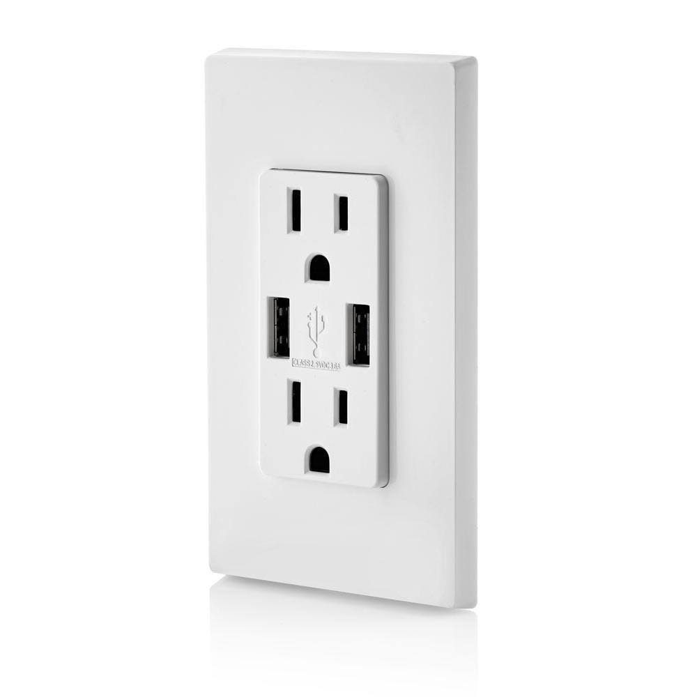 15 Amp Decora Combination Tamper Resistant Duplex Outlet and USB Charger, White (6-Pack) O10695