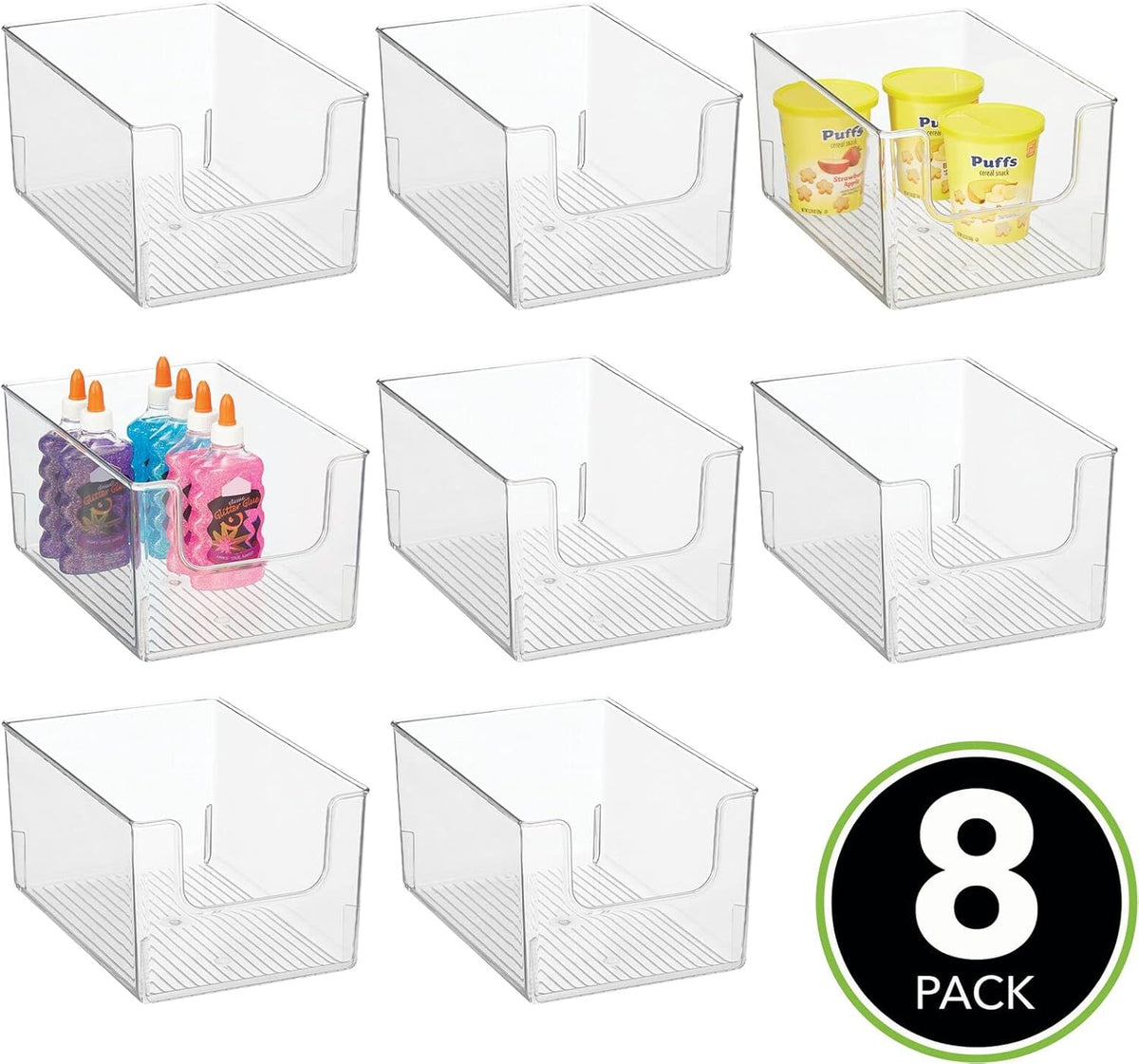 Clear 8 Pack Stackable Plastic Storage Organizer Bin Basket Y81782