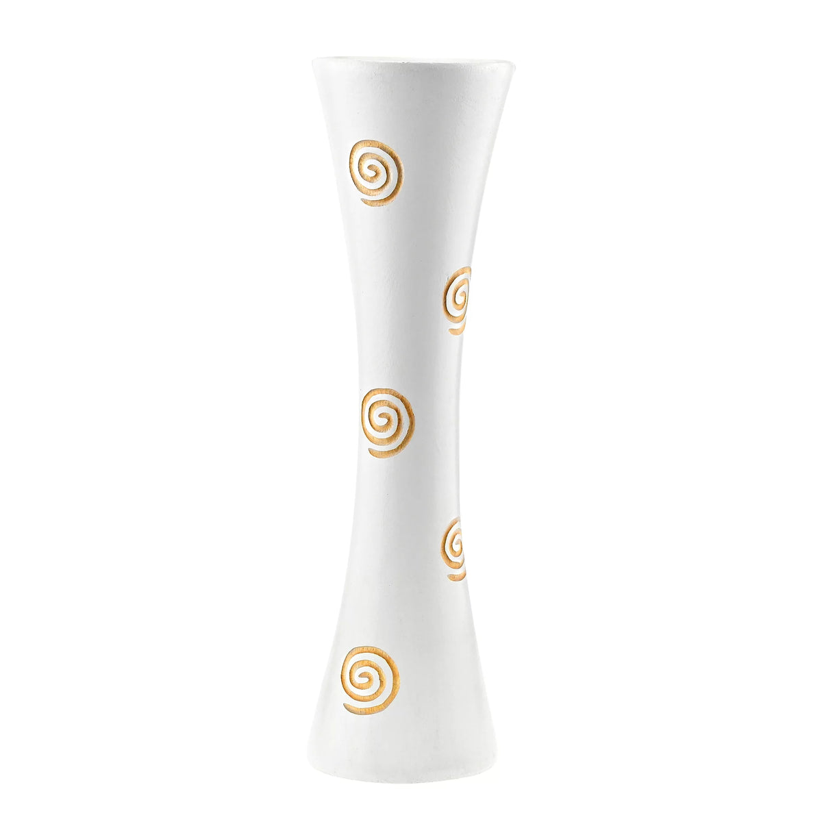 White Carved Spiral Mango Wood Flower Vase L433