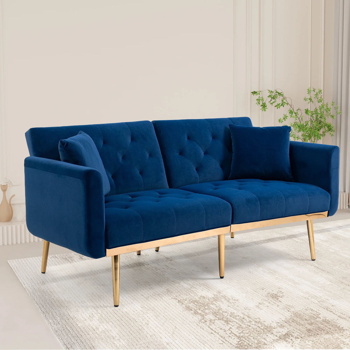 Blue Velvet Sofa Loveseat Set Z7943