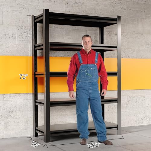 72" H 5 Tier Metal Shelving 2000LBS Black N198922