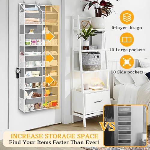 Light Grey 5-Tier Over The Door Hanging Storage Organizer Q90171