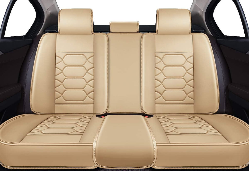Black Front & Rear Faux Leather Car Seat Covers C188