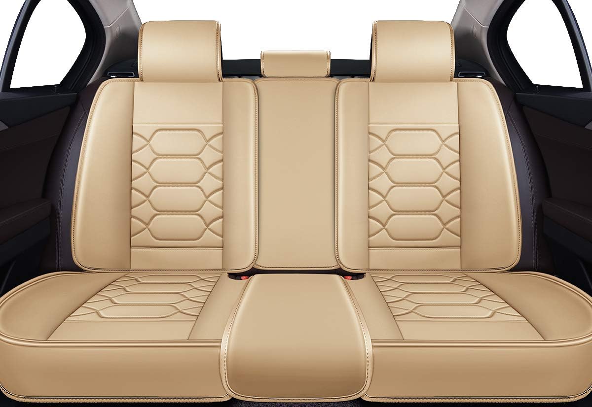 Black Front & Rear Faux Leather Car Seat Covers C188