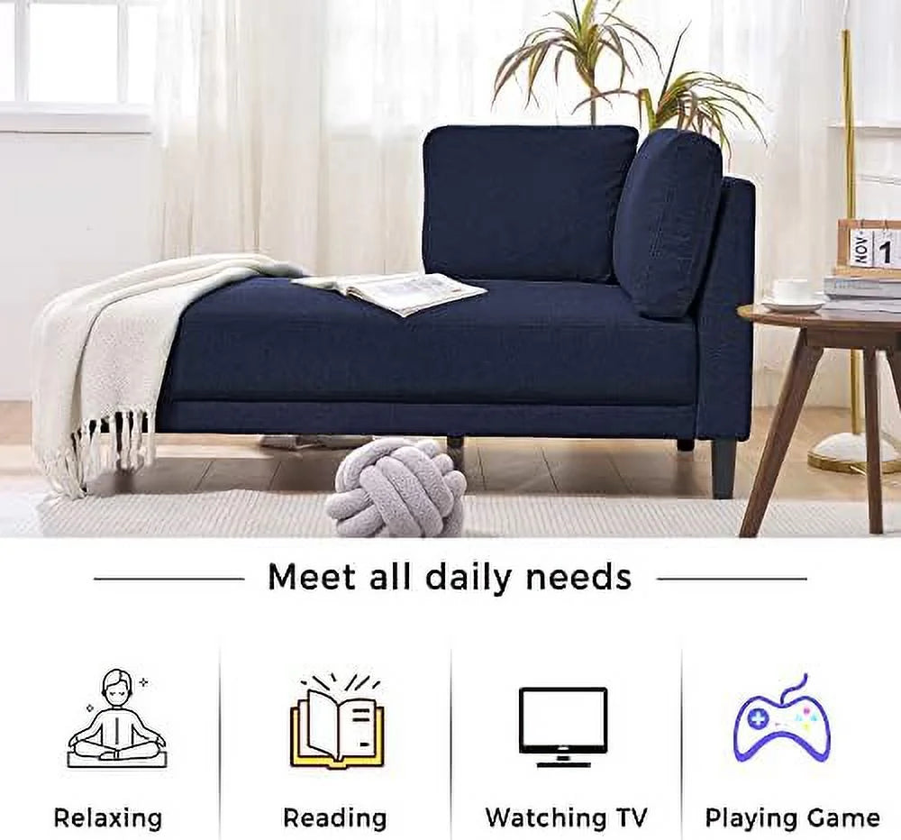 65" Mid-Century Modern Fabric Upholstered Chaise Lounge V7045