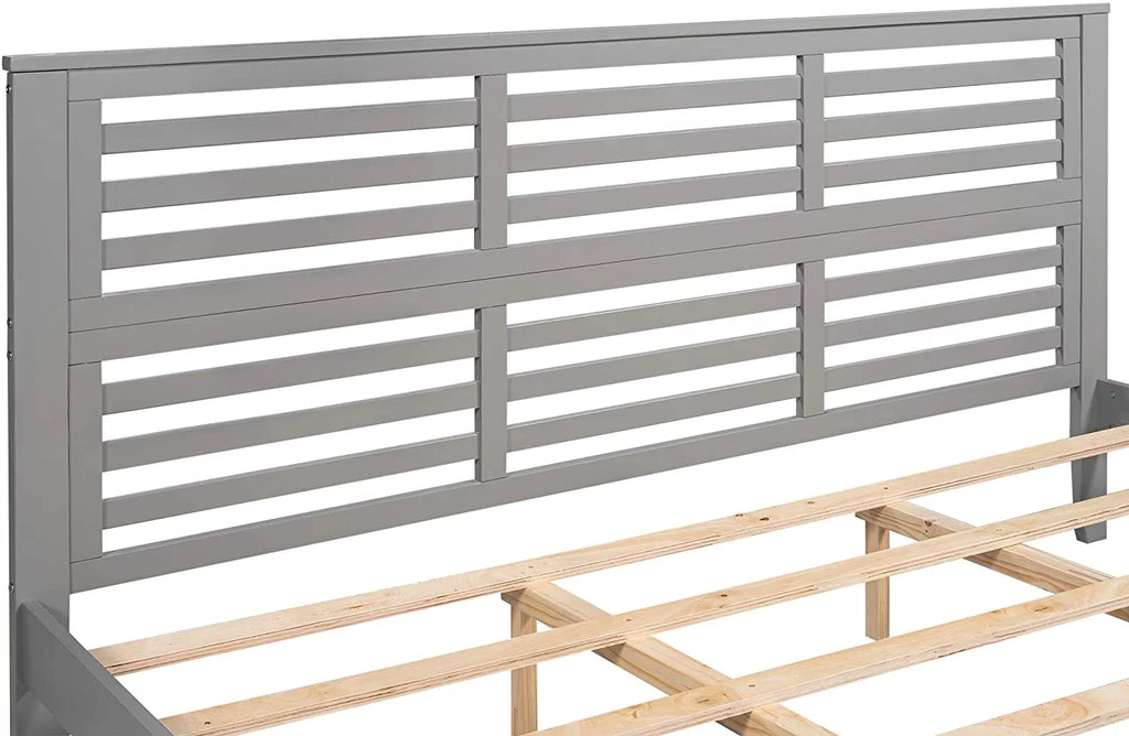 King Size Wood Platform Bed Frame with Headboard and Footboard B6618