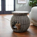 Round Wicker Cat Condo with Top Perch I677803