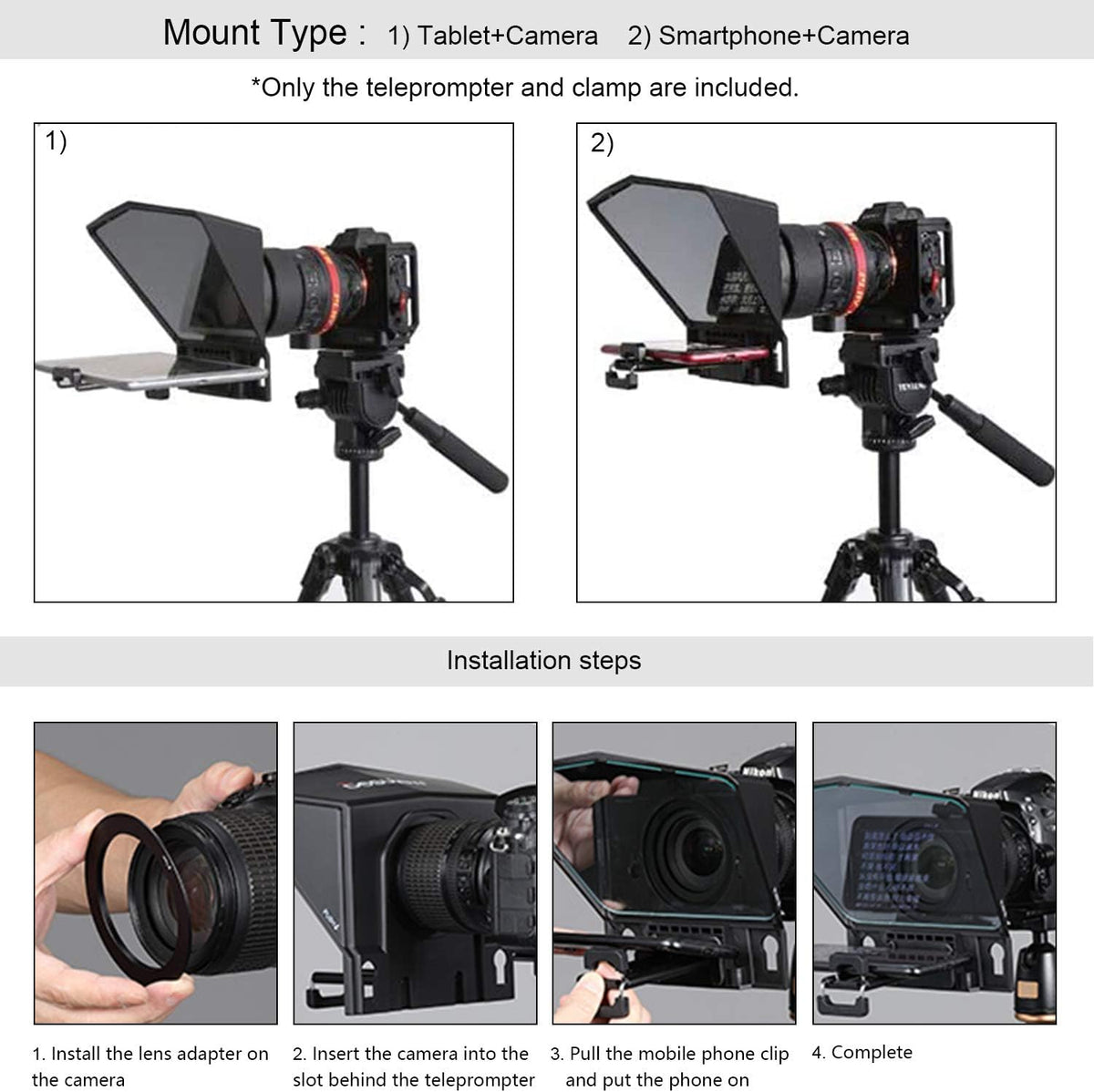 Adjustable Teleprompter with HD Glass & Remote B975