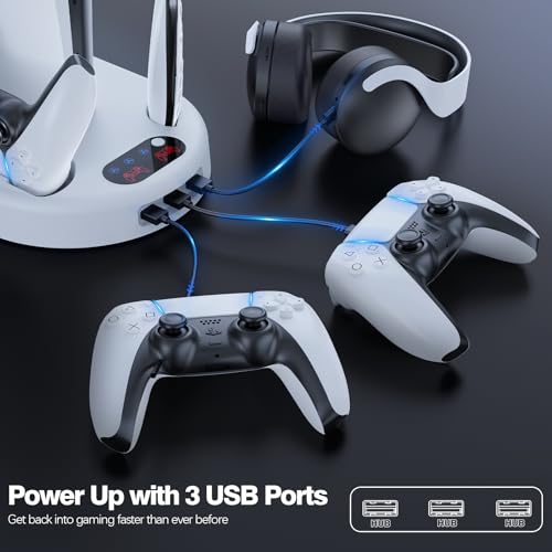 PS5 Slim Stand with Cooling Fan and Charging Station White O25784