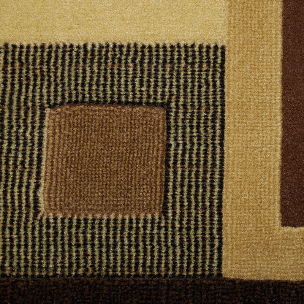 Black/Brown Layered Square Area Rug Z130