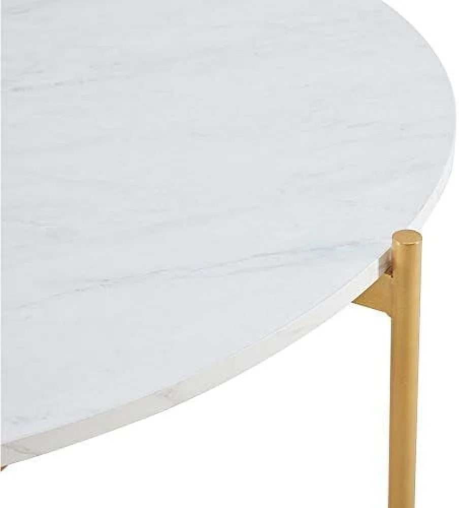 36 Inch Round Faux Marble Coffee Table O28011