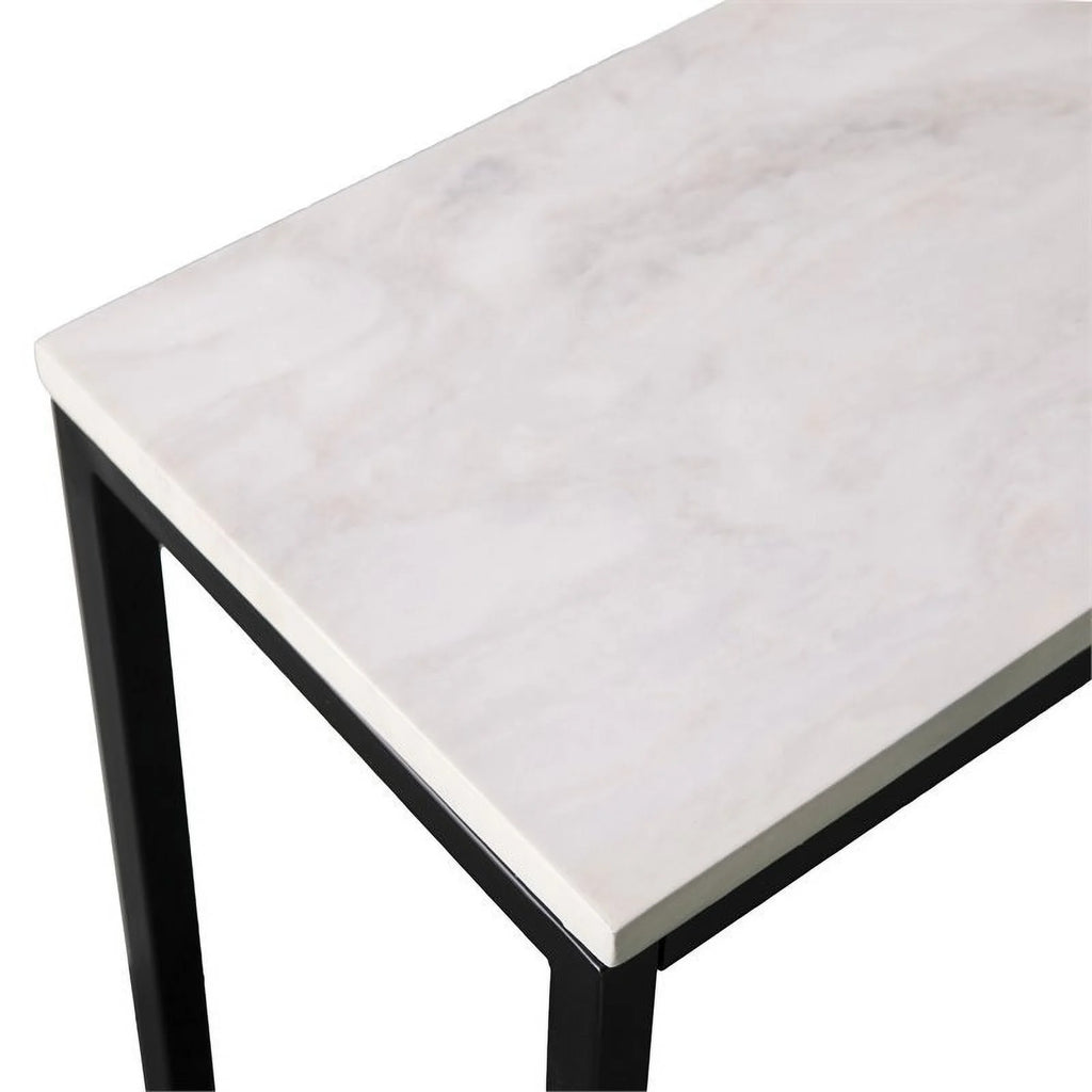 Faux Marble Skinny Console Table in Matte Black E59947