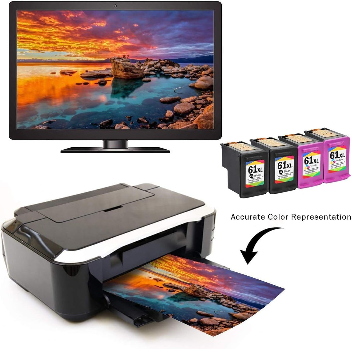 4 Remanufactured Ink Cartridge High Yield (2 Black, 2 Color) M87828
