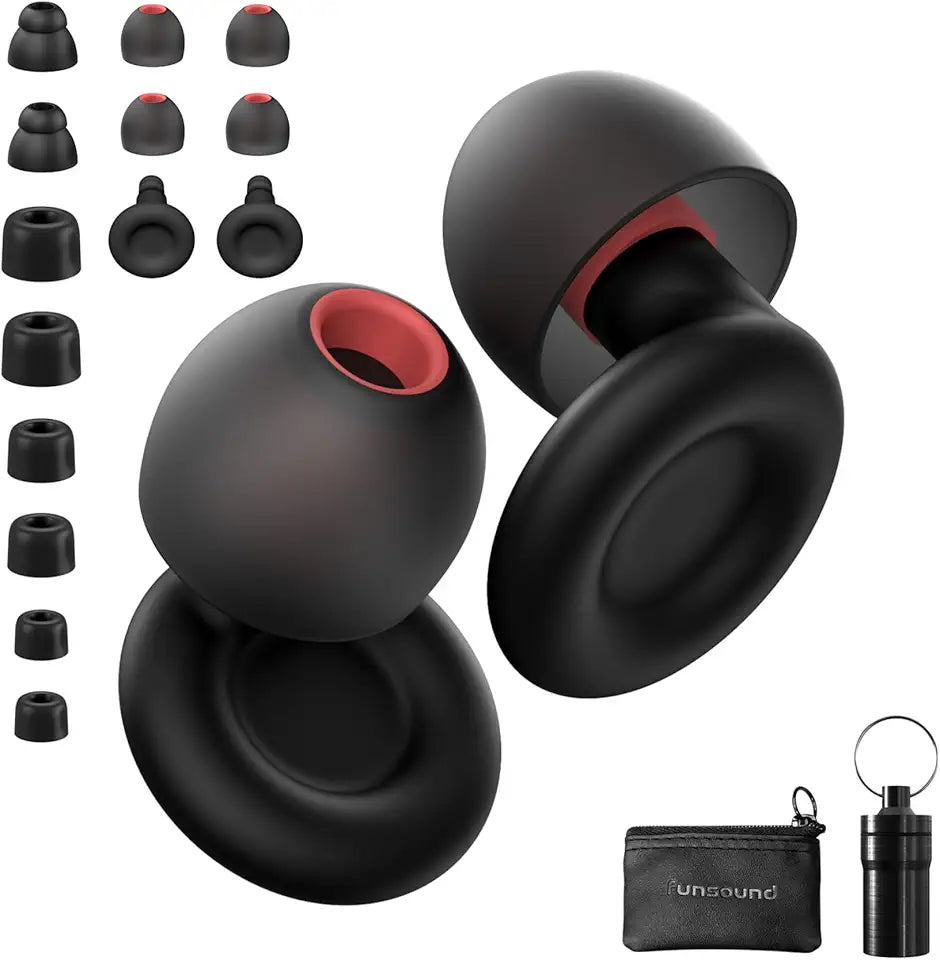 Ear Plugs for Sleeping Noise Reduction Reuseable Black Red 7 Pair P875
