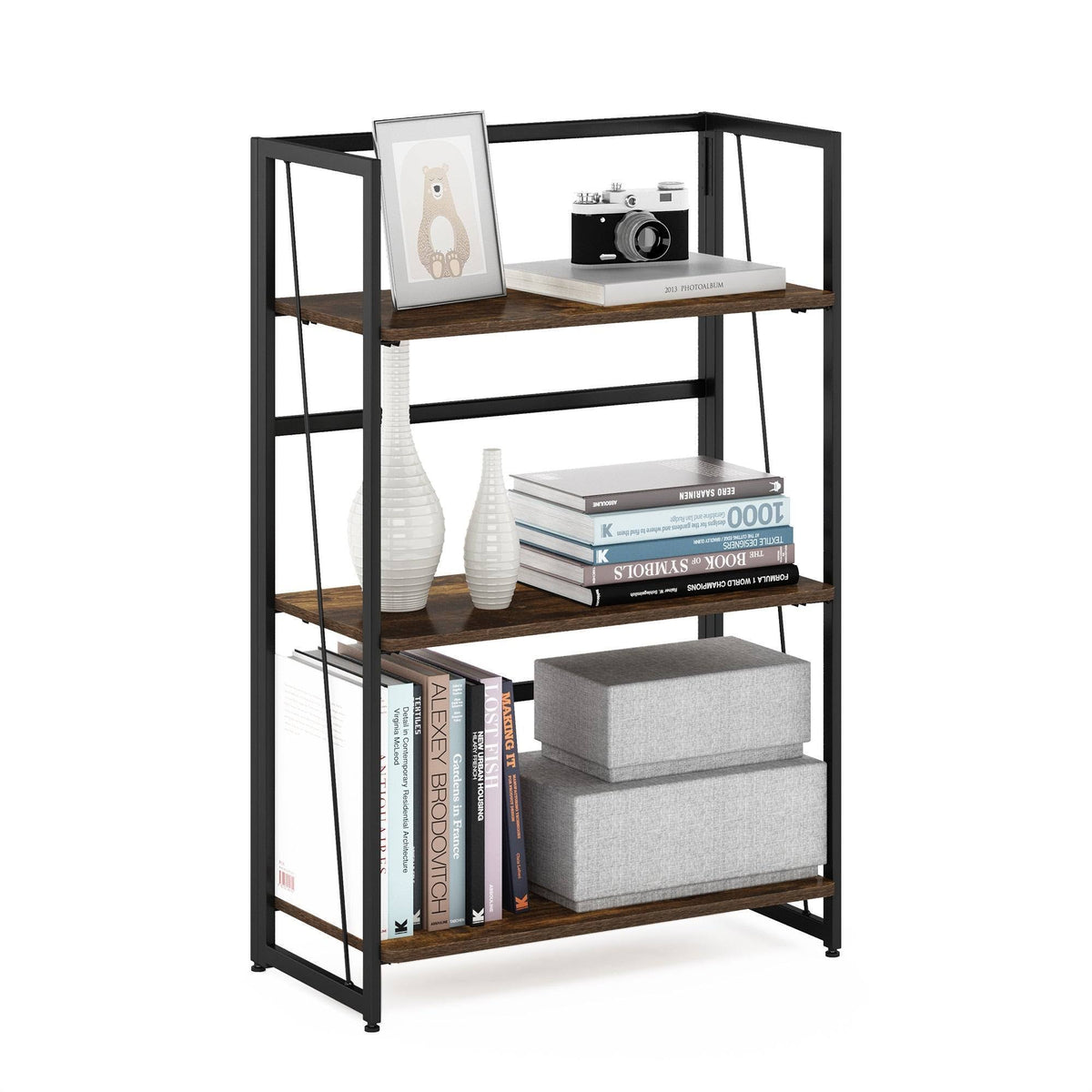 3-Tier Metal Frame Bookcase O1198