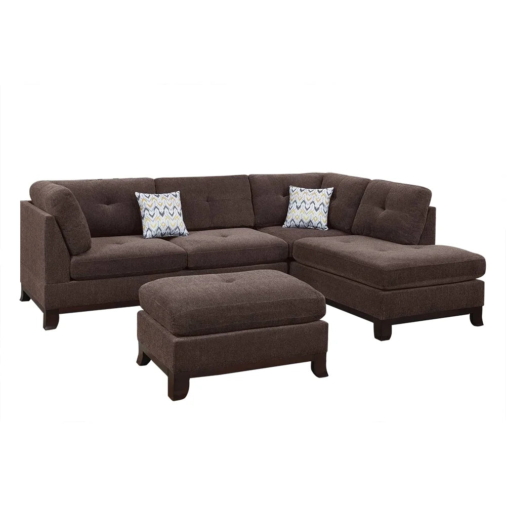 Chenille Reversible Sectional Sofa with Ottoman U2408