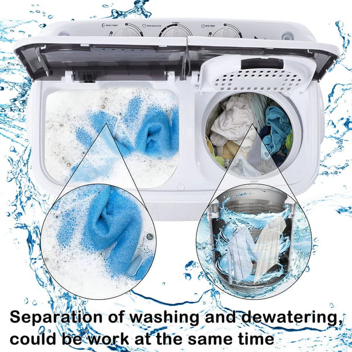 Portable 14.3lbs Washing Machine with Drain Pump T873842