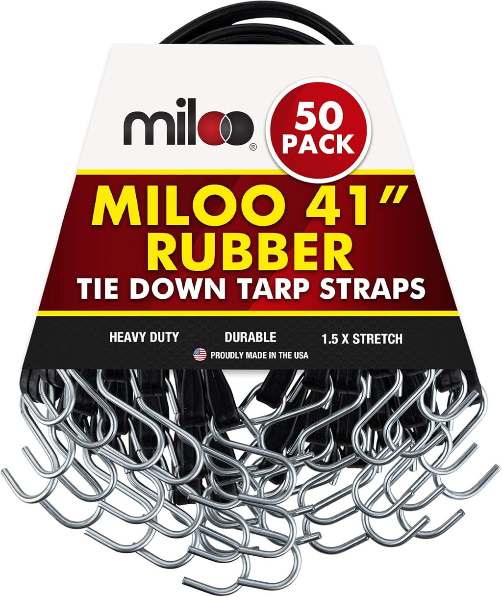 50 Pack 41" EPDM Rubber Tarp Straps with Crimped Hooks O150676