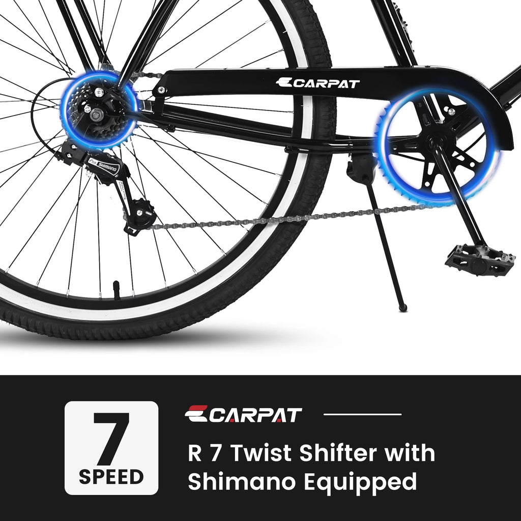 26 inch 7 Speed Black Cruiser Bike T39101