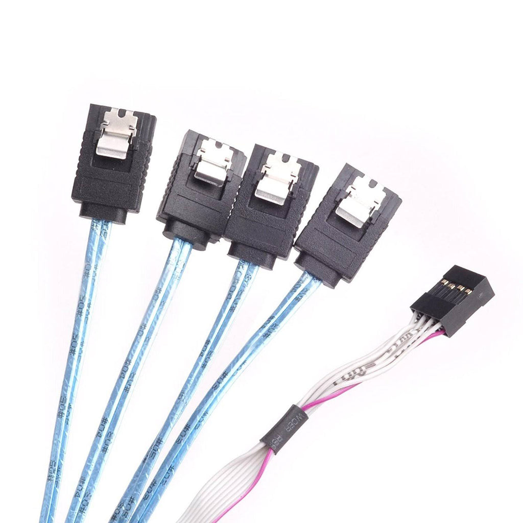 Internal Mini SAS HD SFF8643 to 4 SATA 7Pin Thick Shielded Cable with Sideband V38604