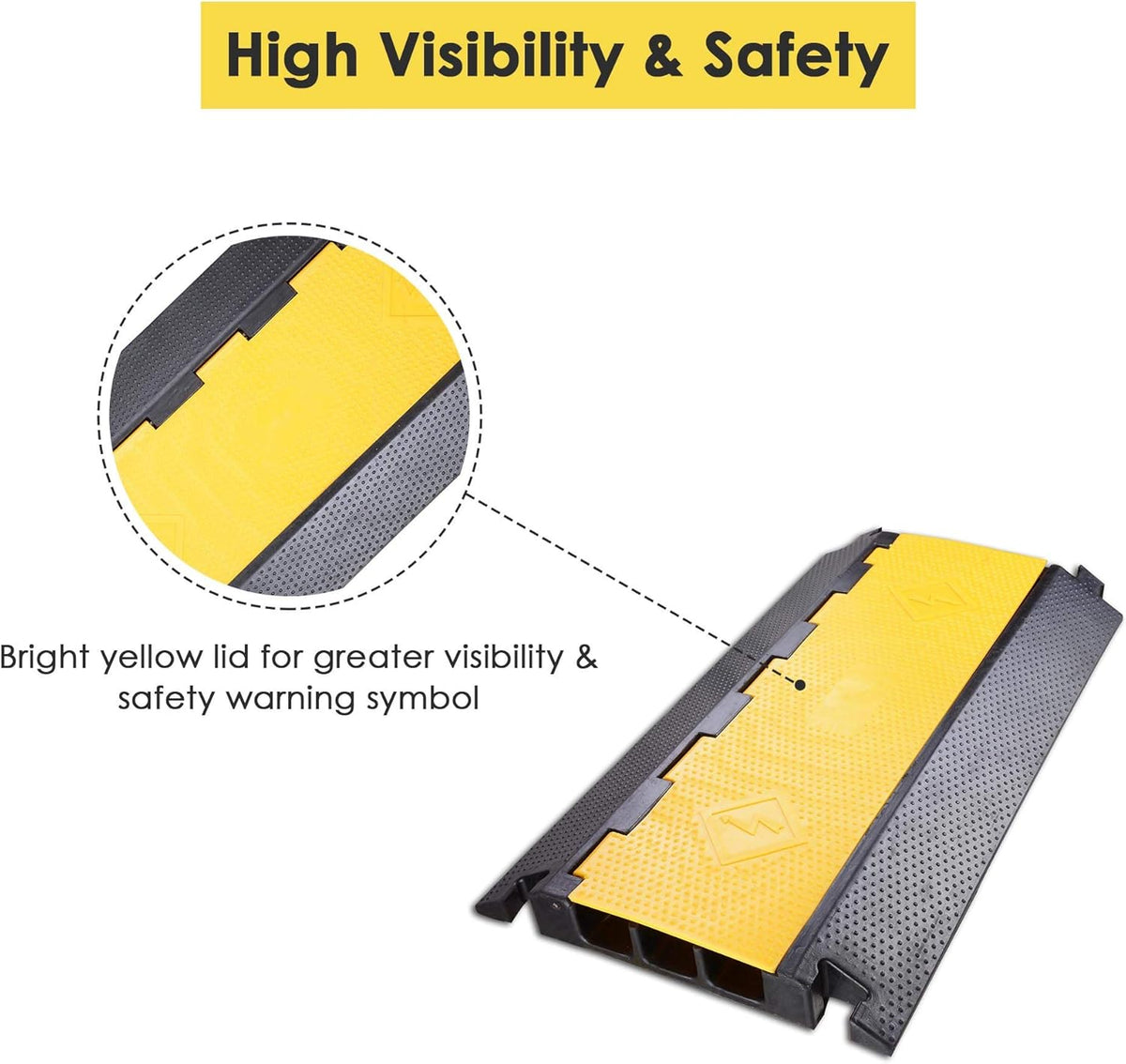 3 Channel Rubber Cable Ramp Cover Cord Protector Driveway Speed Bumps 88000 Lbs Pack of 2 F37723