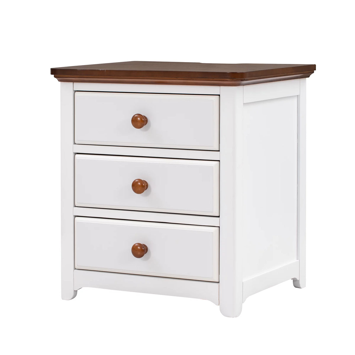 Full Size Platform Bed with Nightstand and Storage Chest, White and Walnut N21896