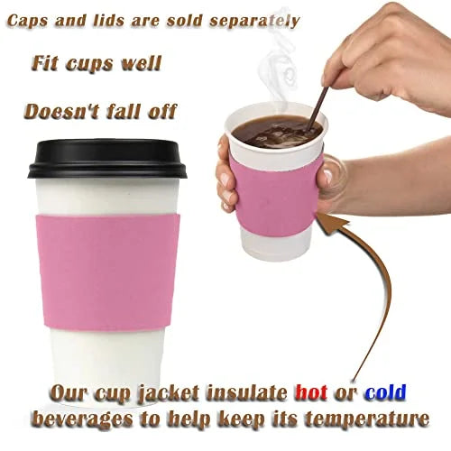 Pink Disposable Corrugated Cardboard Coffee Cup Sleeves, 500 Pack H404