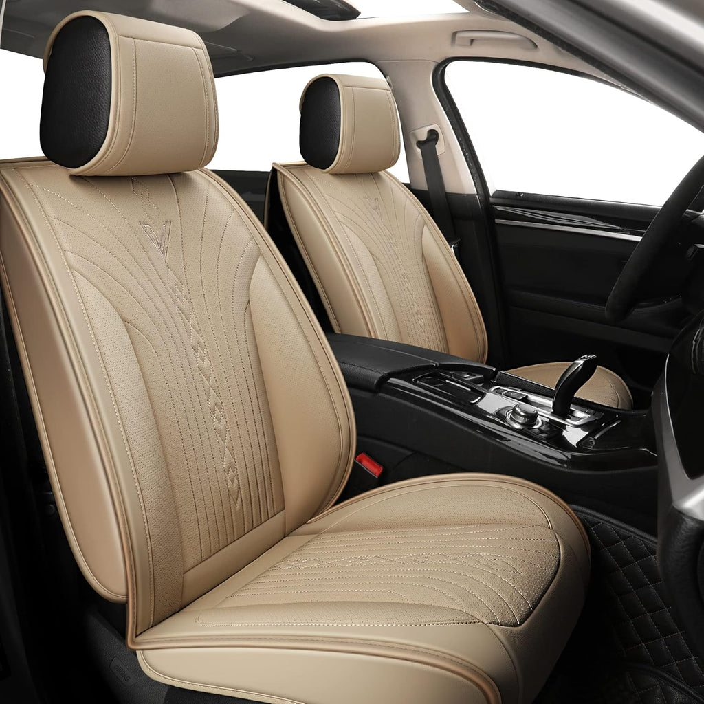 Beige and Blue Leather Car Seat Covers Full Set H510