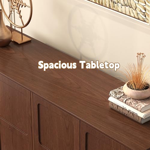 58'' Sideboard Cabinet with 4 Doors and Adjustable Shelves, Brown P67930