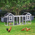 Chicken Coop Hen House Poultry Cage Wooden Rabbit Hutch Small Animal House with Nesting Boxes, 2 Run Play Area, Ramps, Waterproof Roof & Pull Out Tray N750