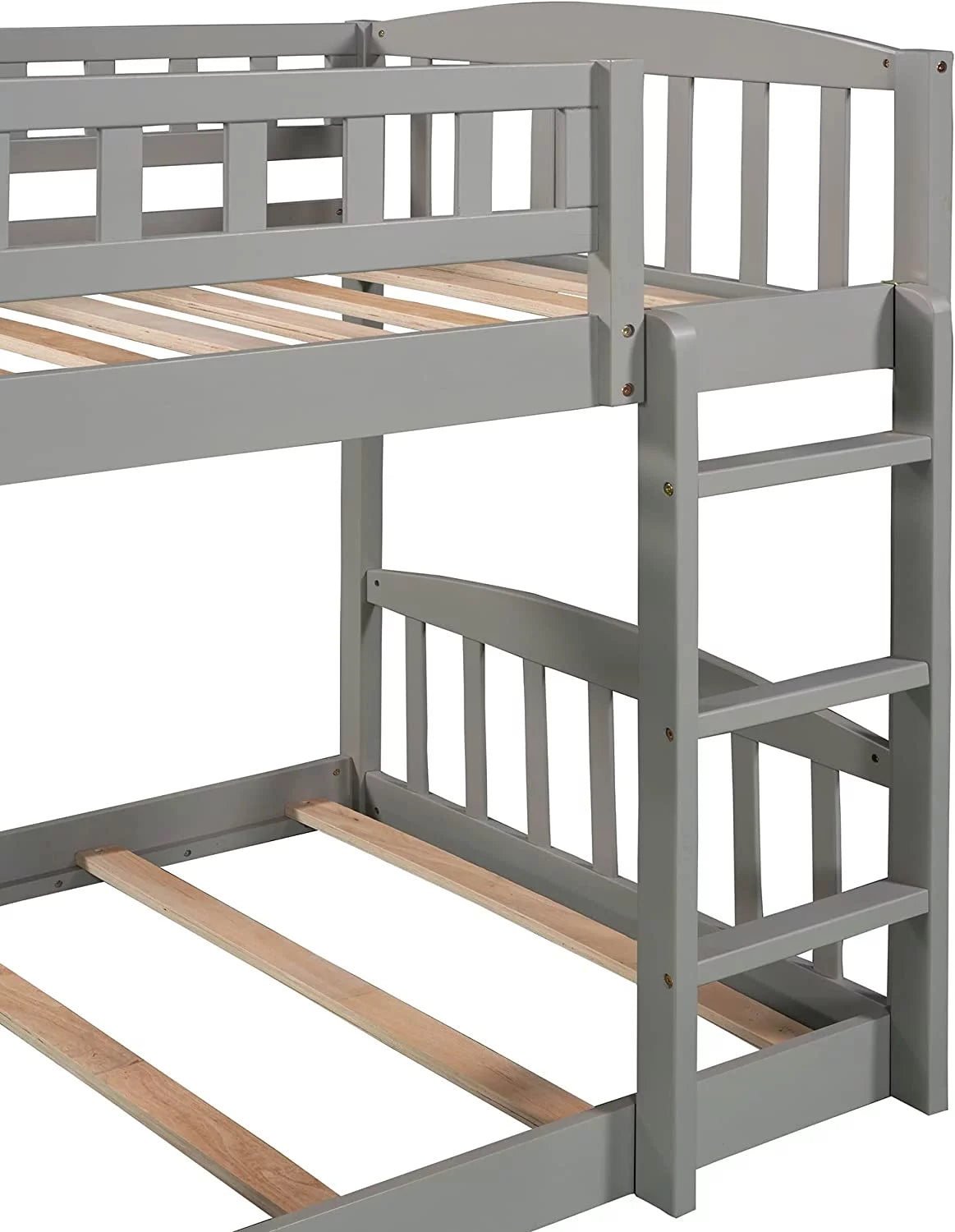 Wooden Bunk Bed with Slide and Guardrail T422785