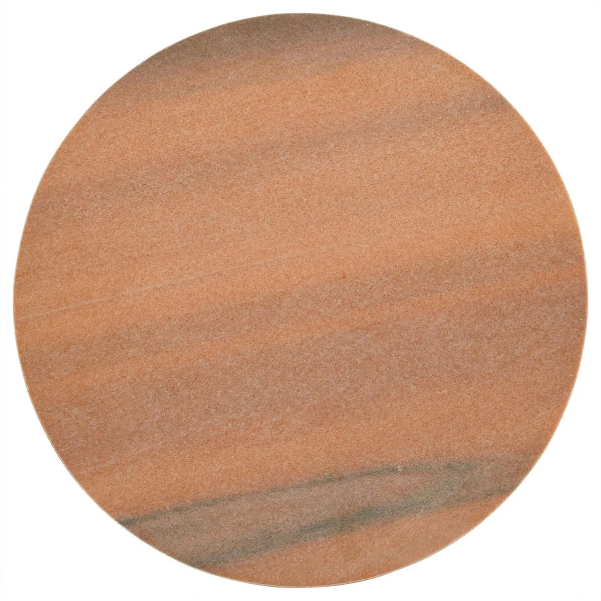 Contemporary Round Marble Top Side Table in Peach and Brown F856
