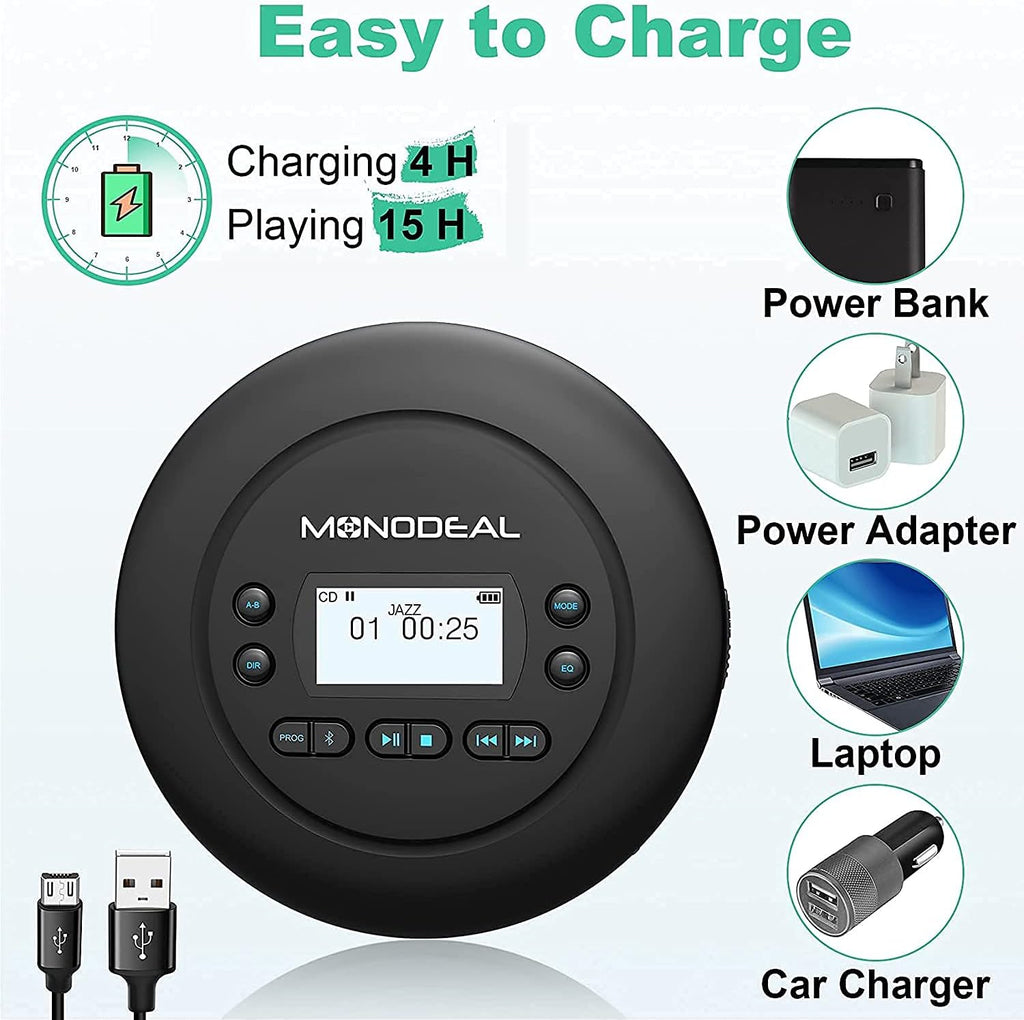 Portable Bluetooth CD Player with Headphones, Pack of 2 Q393