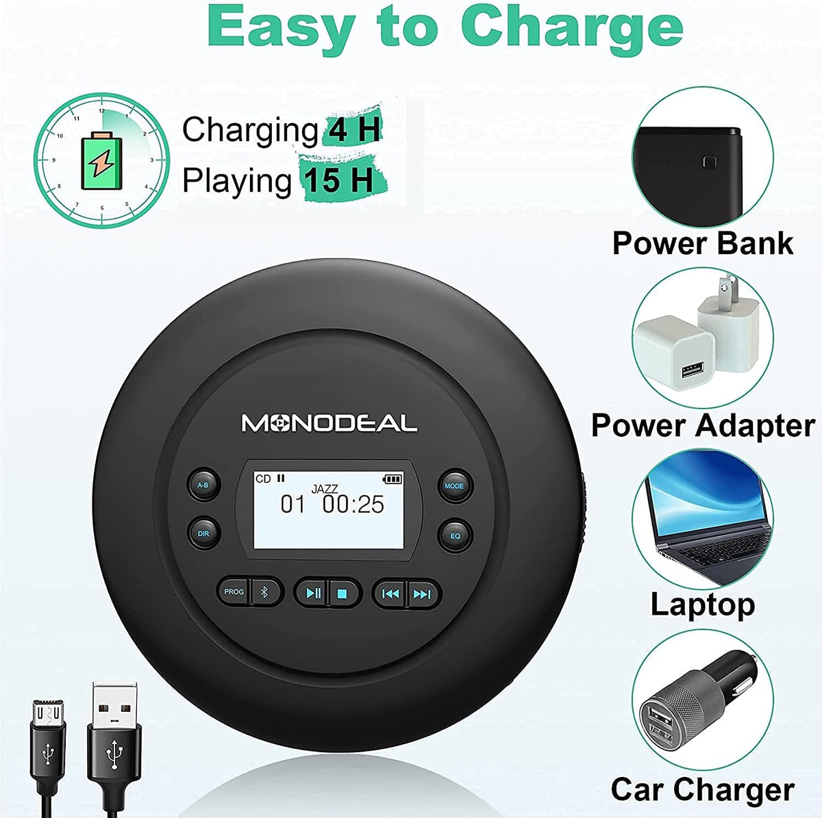 Portable Bluetooth CD Player with Headphones, Pack of 2 Q393