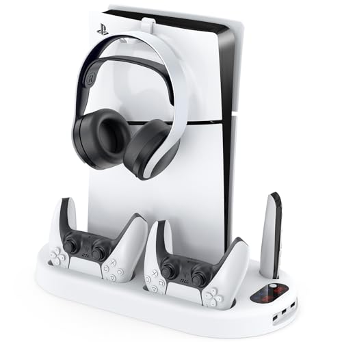 PS5 Slim Stand with Cooling Fan and Charging Station White O25784