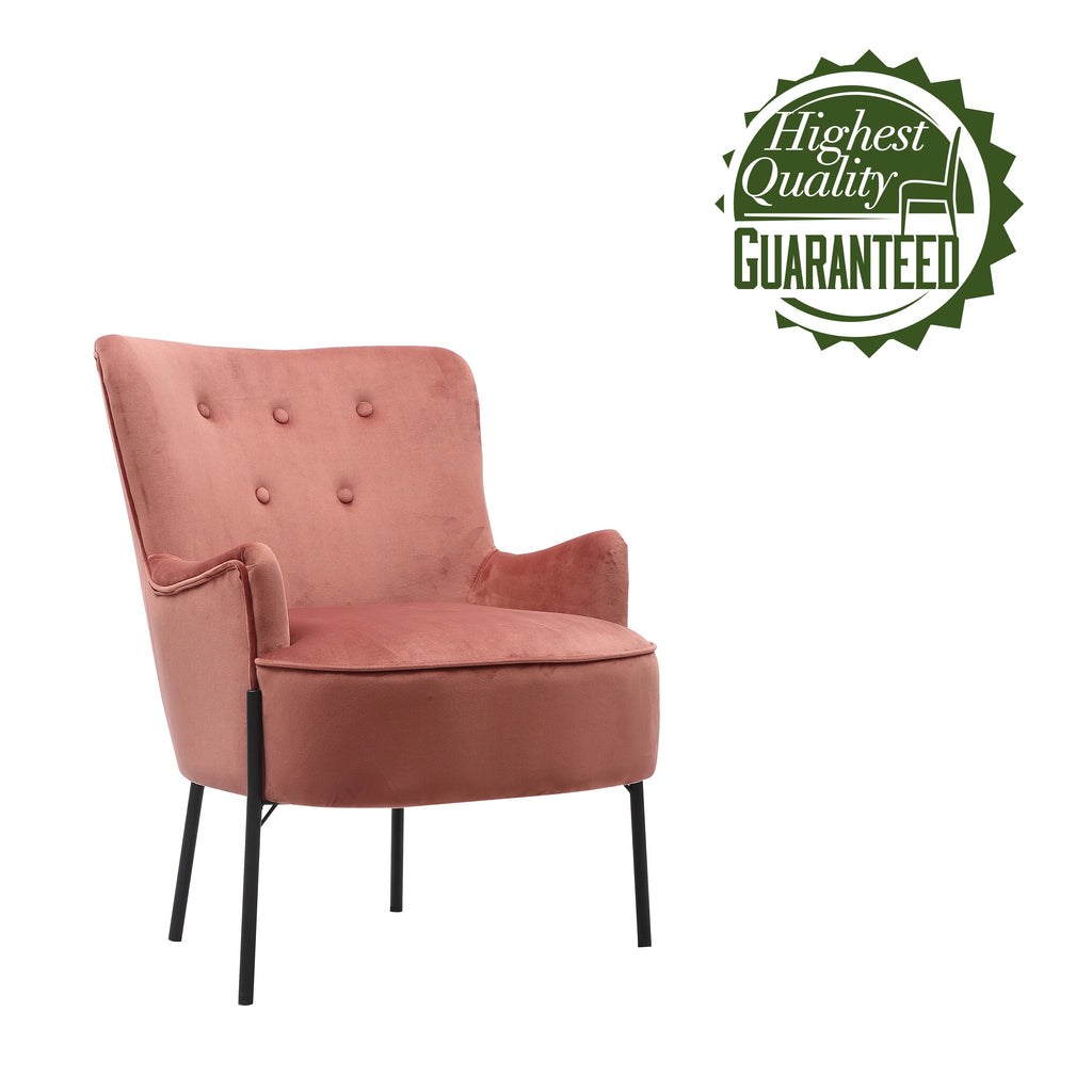 Tufted Fabric Accent Chair with Iron Legs R1654
