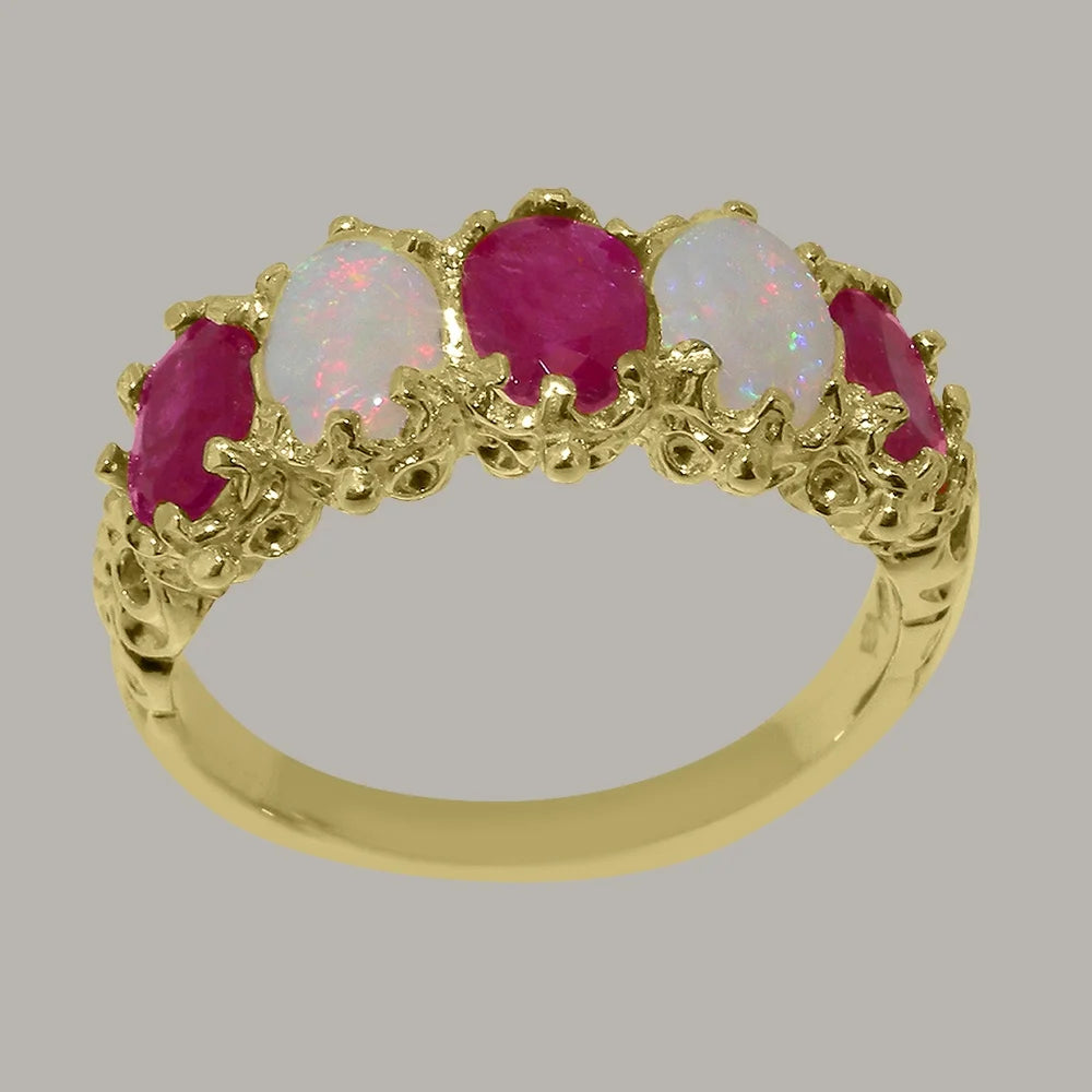 10k Yellow Gold Ruby Opal Eternity Ring G9463