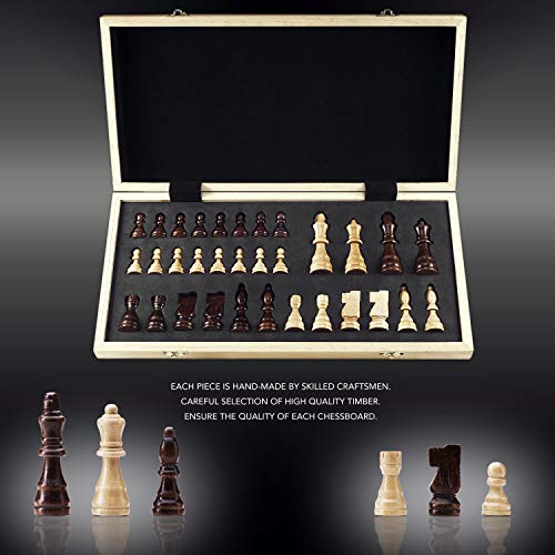 15 Inches Magnetic Wooden Chess Set with Folding Board U8906