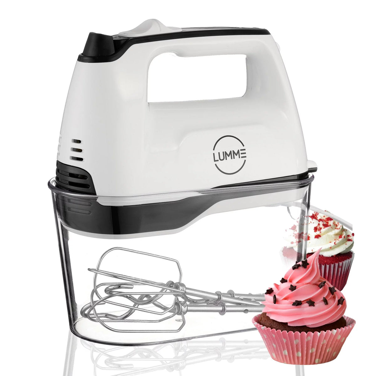 Grey Electric Hand Mixer with 5 Speeds, 2 Beaters, 2 Dough Hooks, Storage Case Q957380