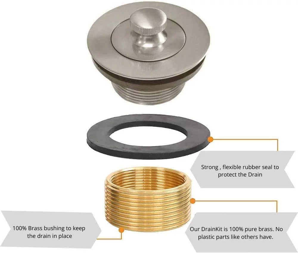 Brushed Nickel Bathtub Drain Assembly Conversion Kit I804437