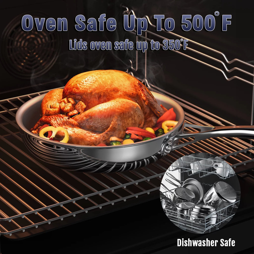 Stainless Steel 13-Inch Wok Pan with High Dome Lid F6995