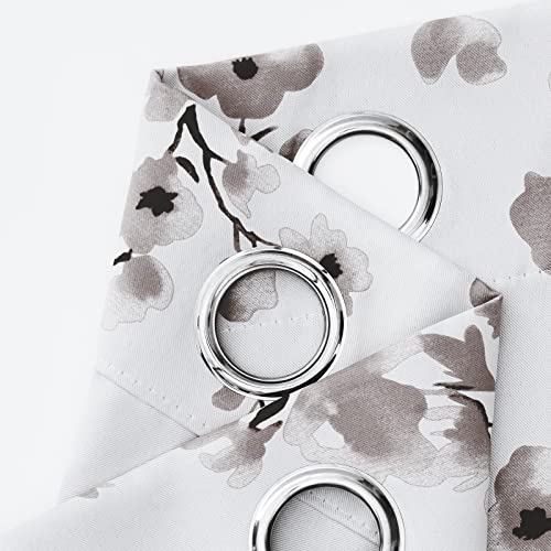 Taupe Floral Blackout Curtains, 52 X 84 Inches, 2 Panels R890