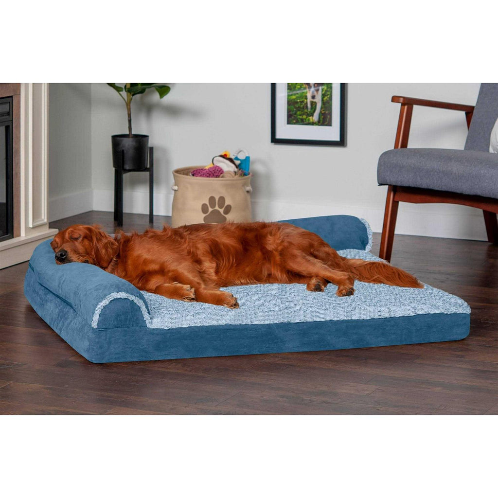 Two-Tone Faux Fur Suede Chaise Lounge Dog Bed G367