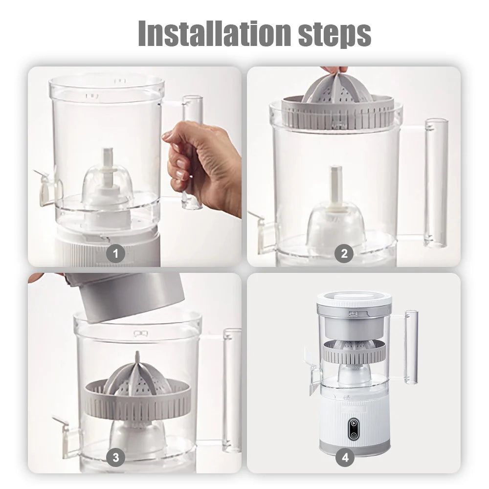 Electric Citrus Juicer Squeezer with Pulp Basket, 300ml, USB Charging, BPA-Free (White) V50116