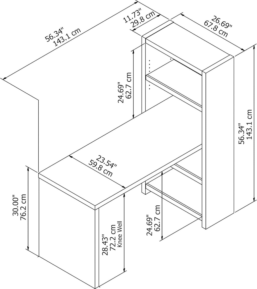 Pure White Bookcase Desk Y260064