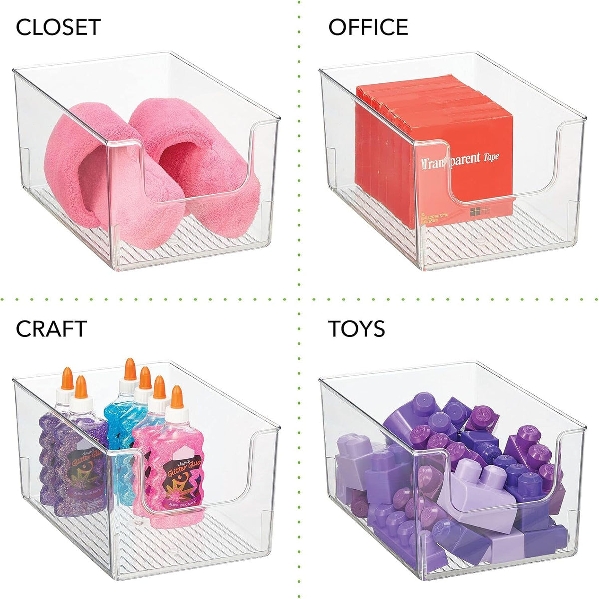 Clear 8 Pack Stackable Plastic Storage Organizer Bin Basket Y81782