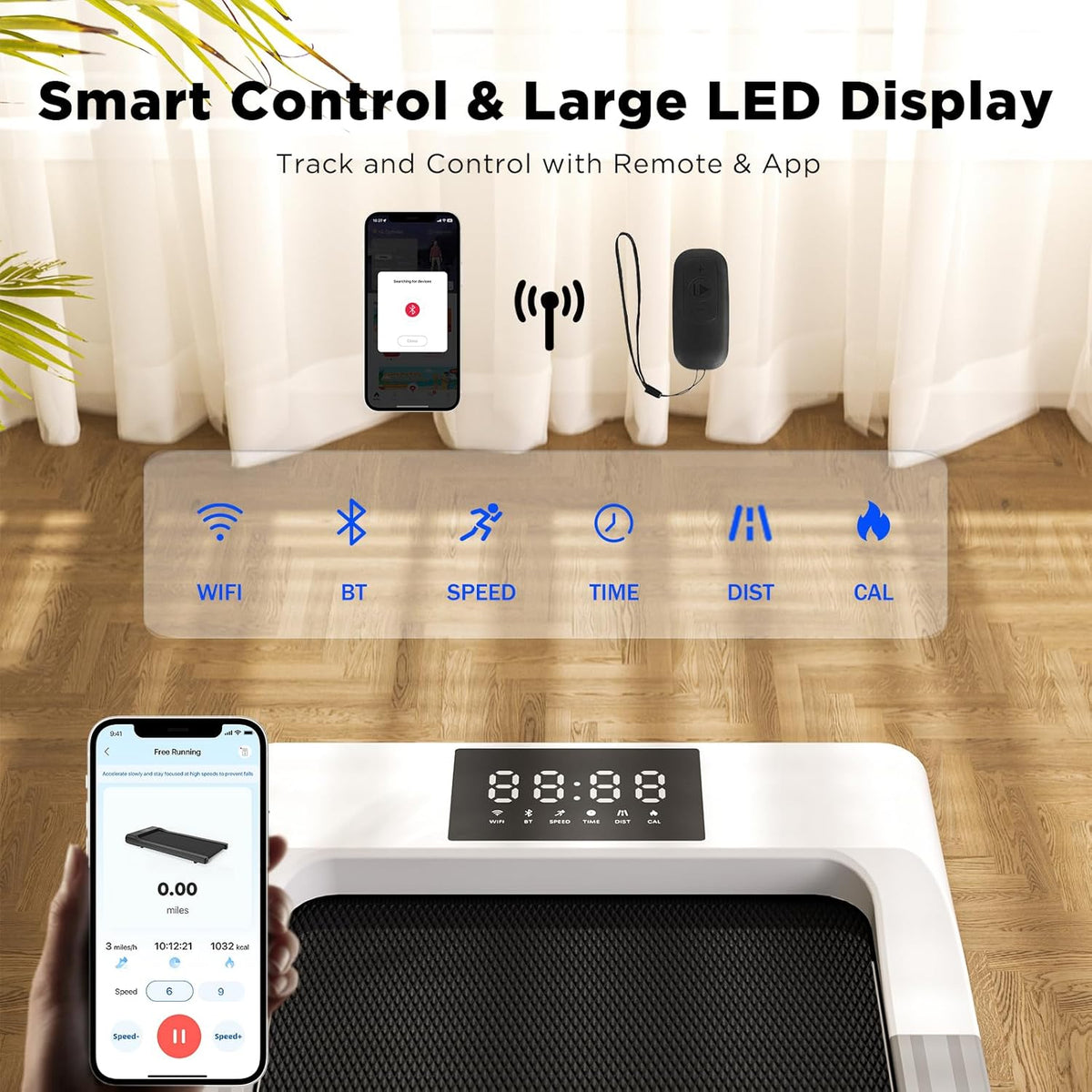 Under Desk Treadmill with Remote Control LED Display, 300 lb Capacity U744944