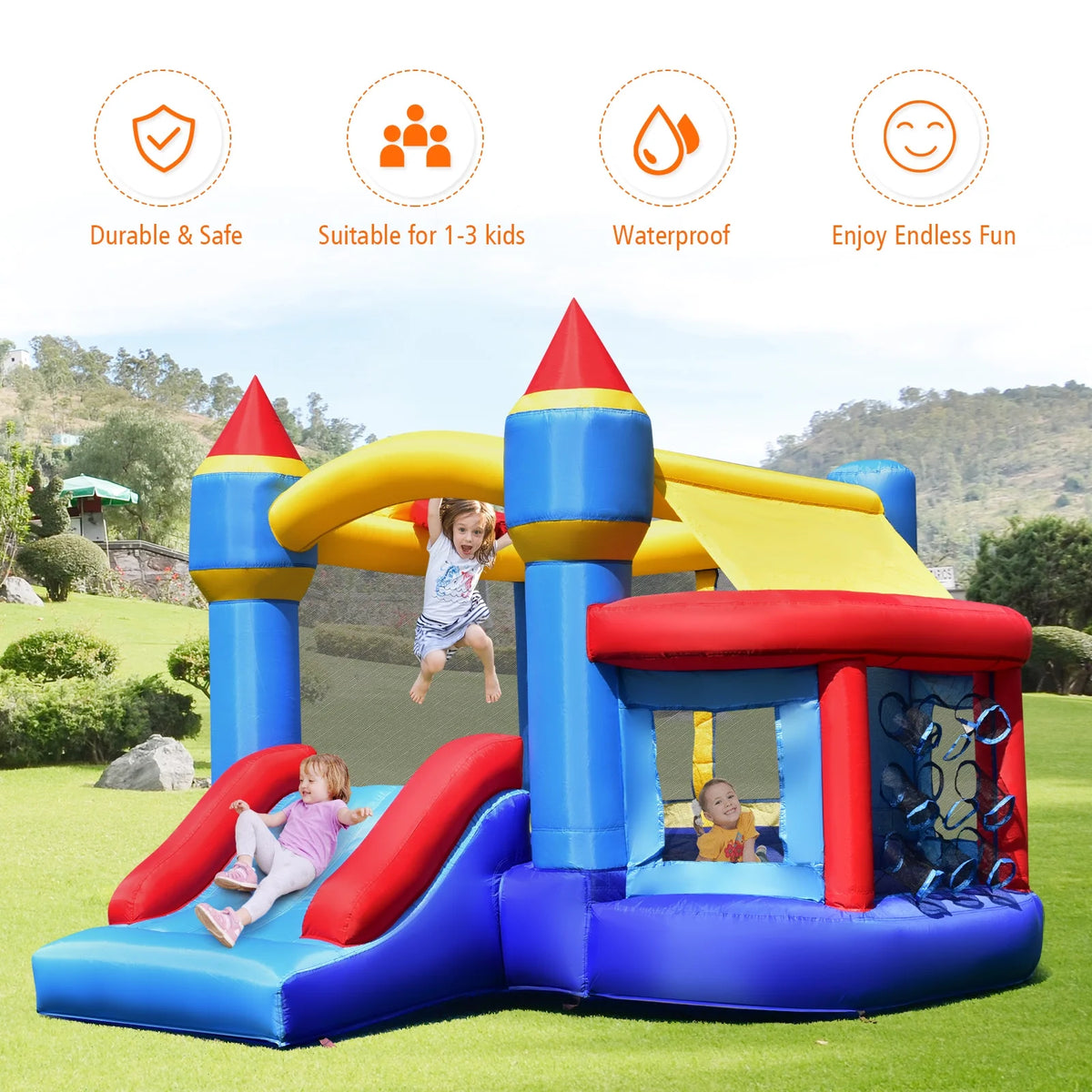Inflatable Bounce House Castle Slide Bouncer with Basketball Hoop K4029